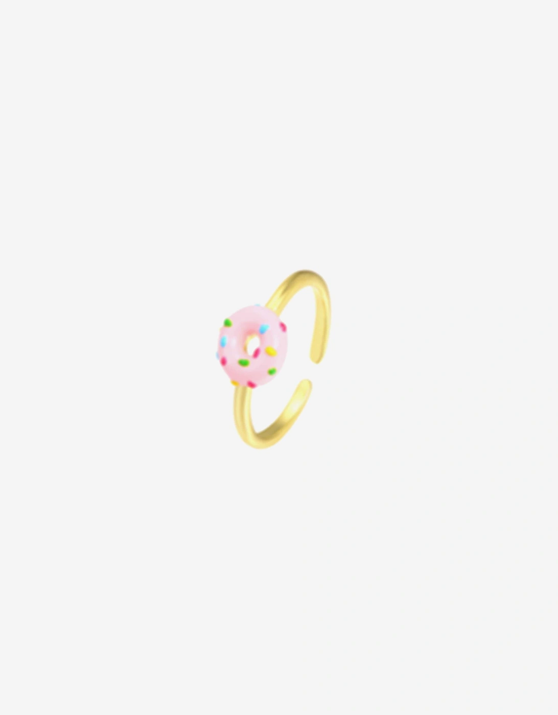 Girls Pink Doughnut Open Ring in Gold, 3 of 2