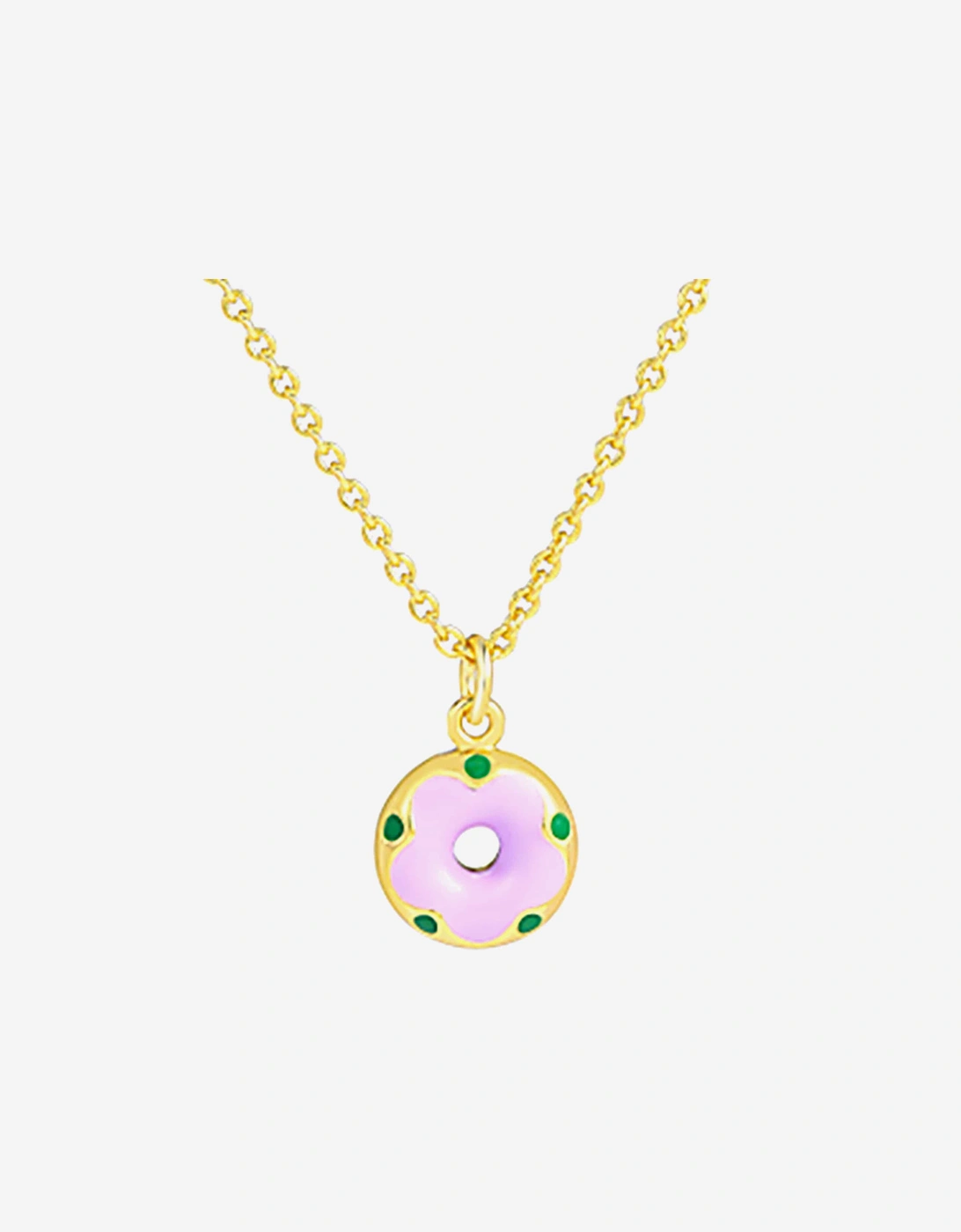 Girls Purple Doughnut Flower Necklace in Gold (40cm), 3 of 2