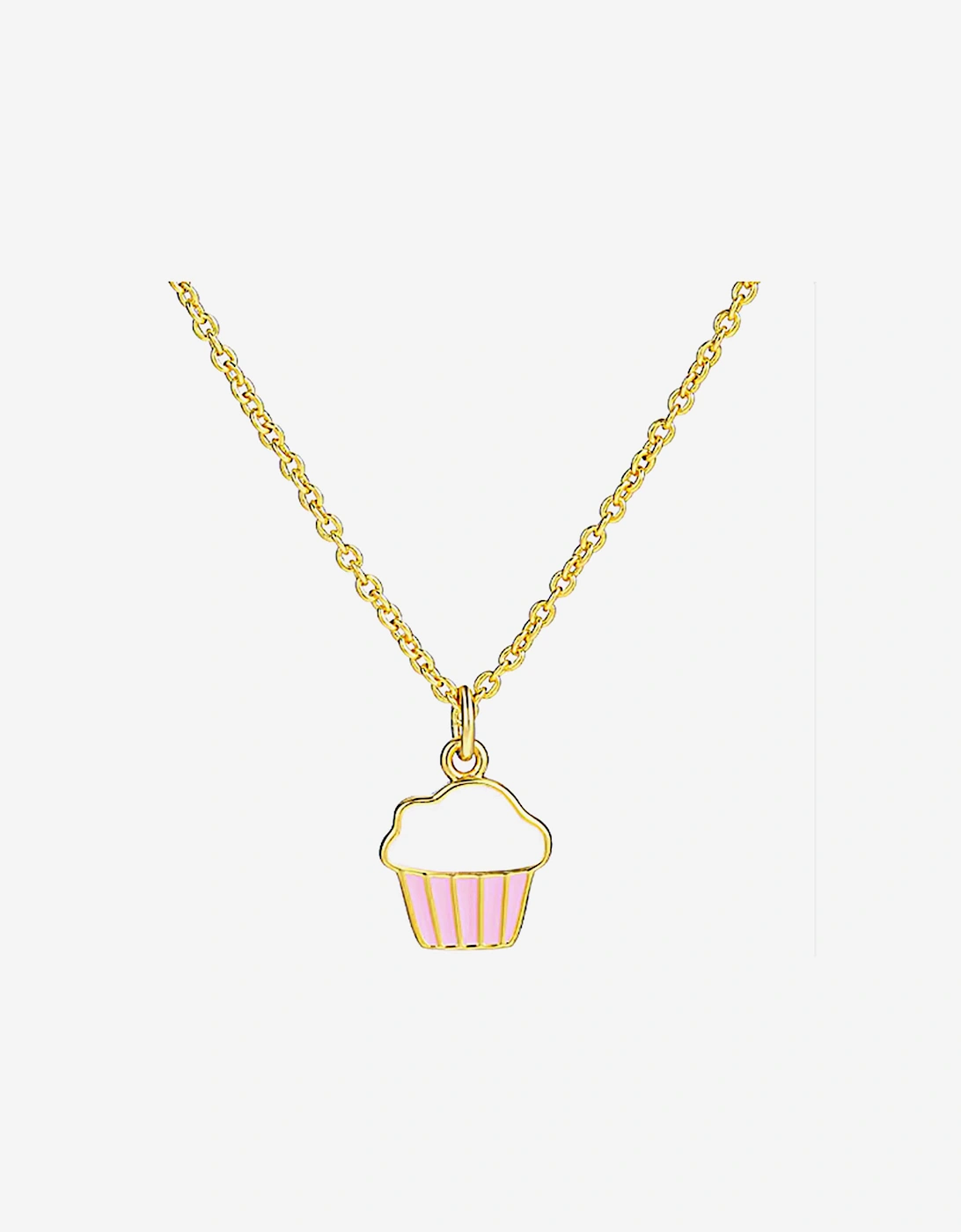 Girls Pink Cupcake Necklace in Gold (40cm), 3 of 2