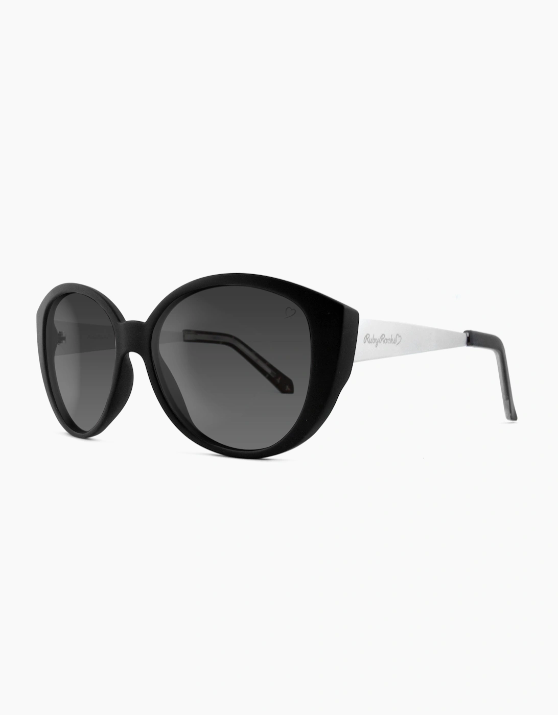 Audrey Round with side tip Black and Silver frame with Dark Grey Lens Sunglasses RR09-1, 2 of 1