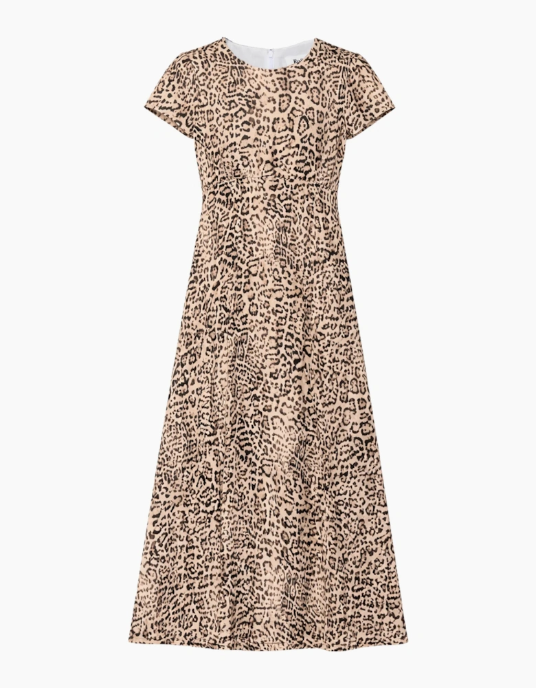 Petite Leopard Print Seam Detail Midi Dress