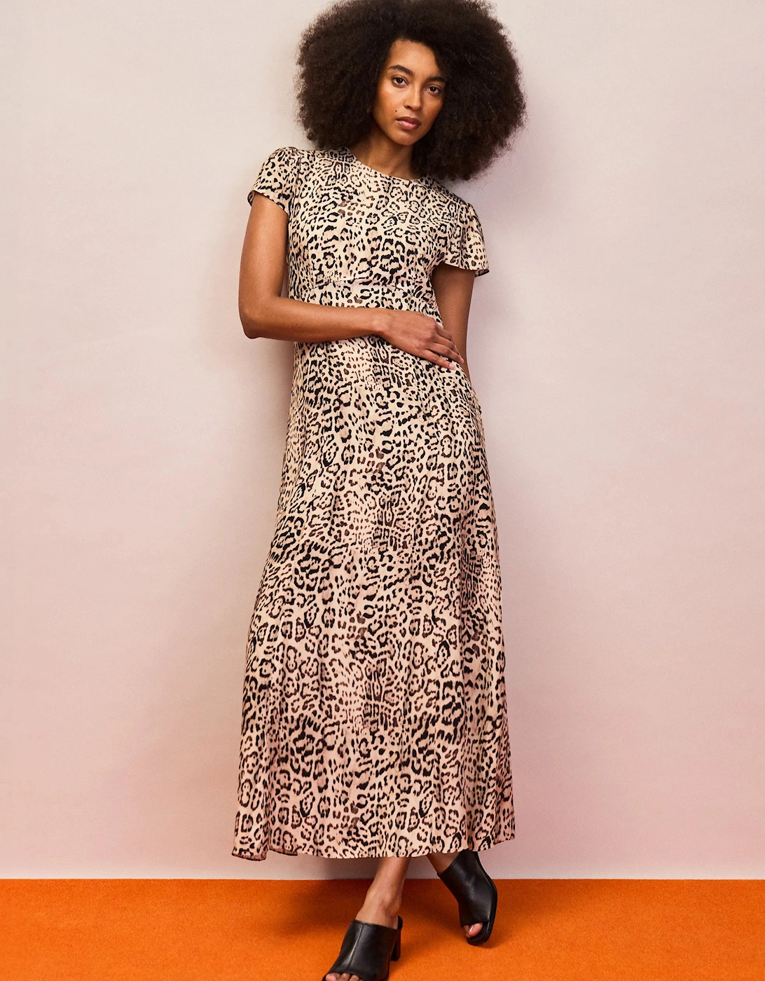 Petite Leopard Print Seam Detail Midi Dress