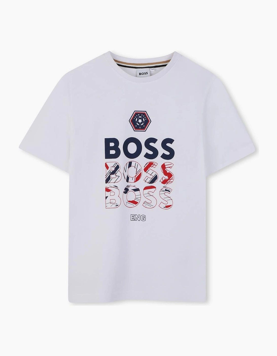 BOSS BOYS WHITE ENGLAND LOGO T SHIRT J53253, 4 of 3