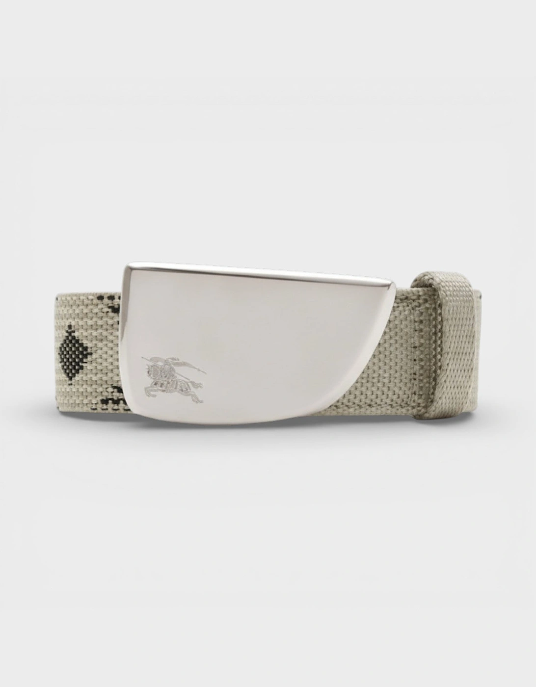 Burberry Men's Beige Check Webbing Shield Belt  100Cm