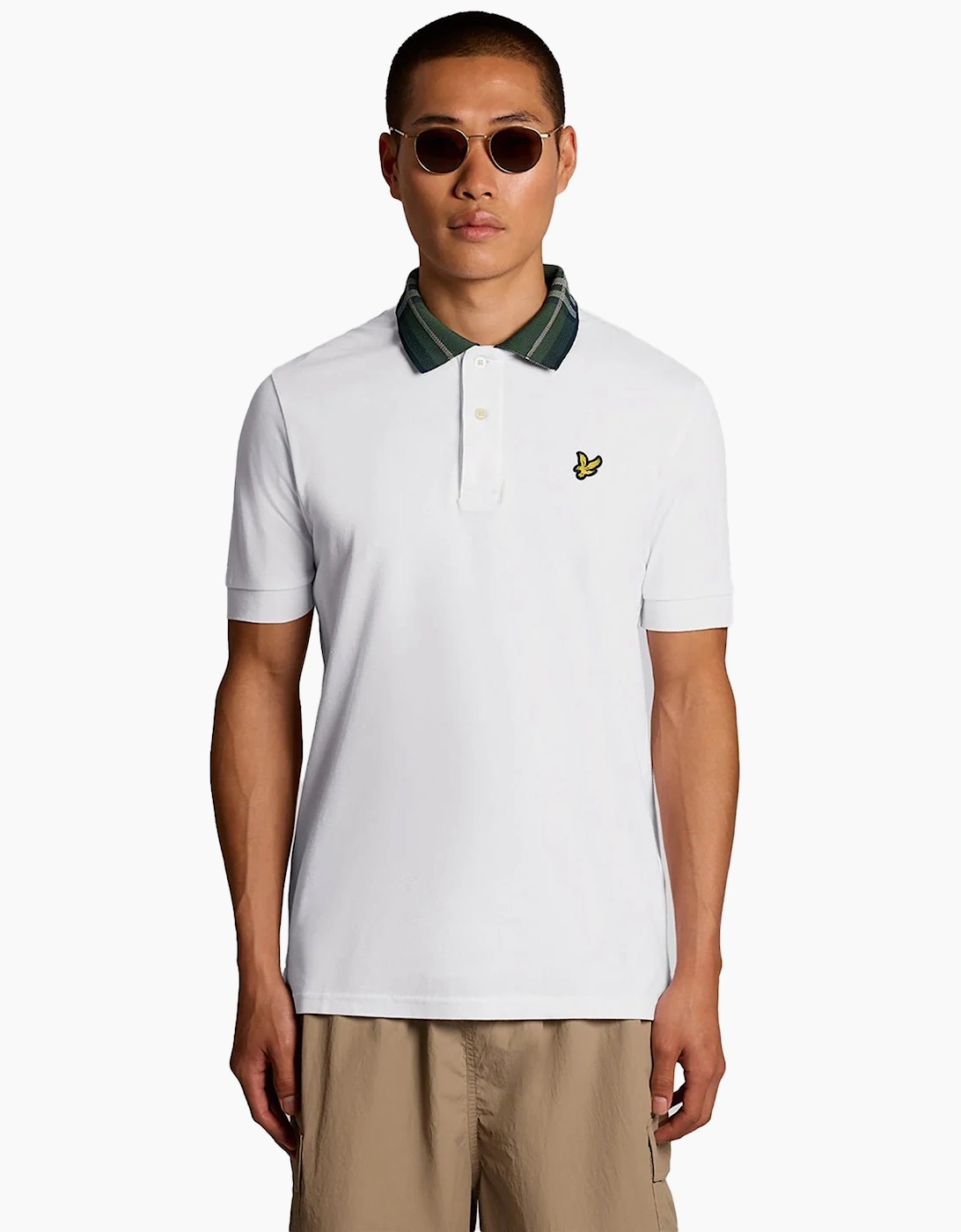 Lyle & Scott Tartan Collar Polo Shirt White