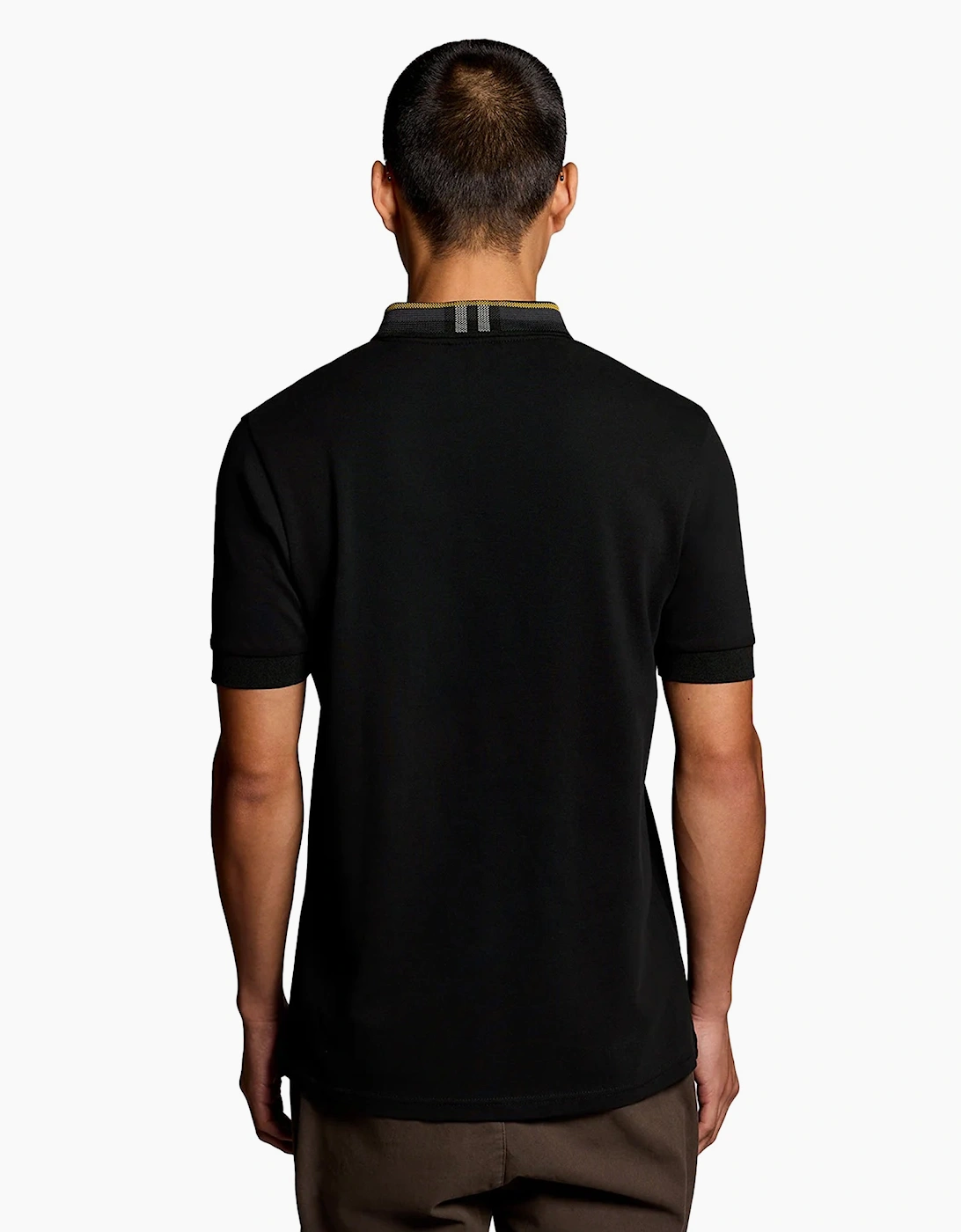 Lyle & Scott Tartan Collar Polo Shirt Jet Black