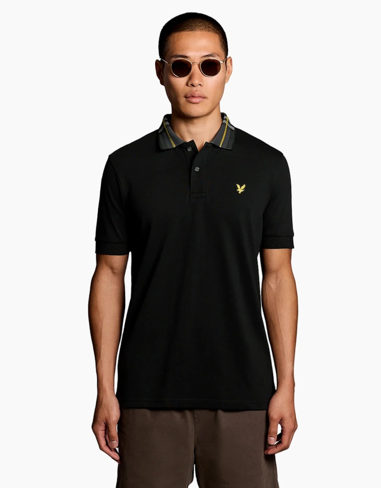 Lyle & Scott Tartan Collar Polo Shirt Jet Black