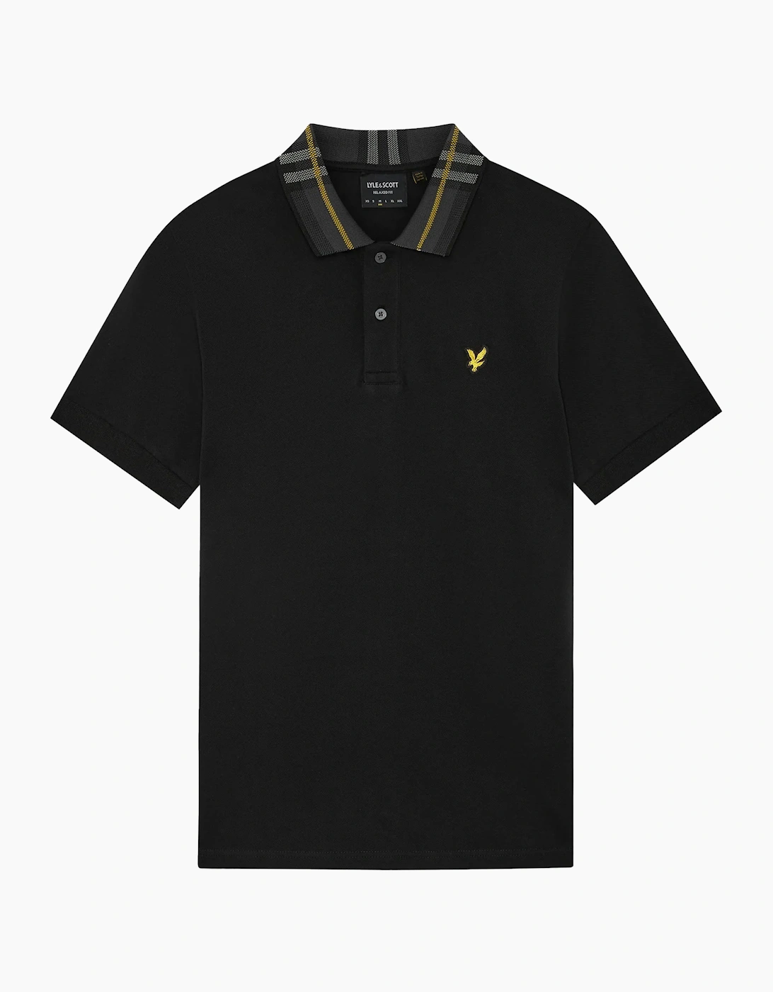 Lyle And Scott Men's Black Lyle & Scott Tartan Collar Polo Shirt Jet  42 1XL