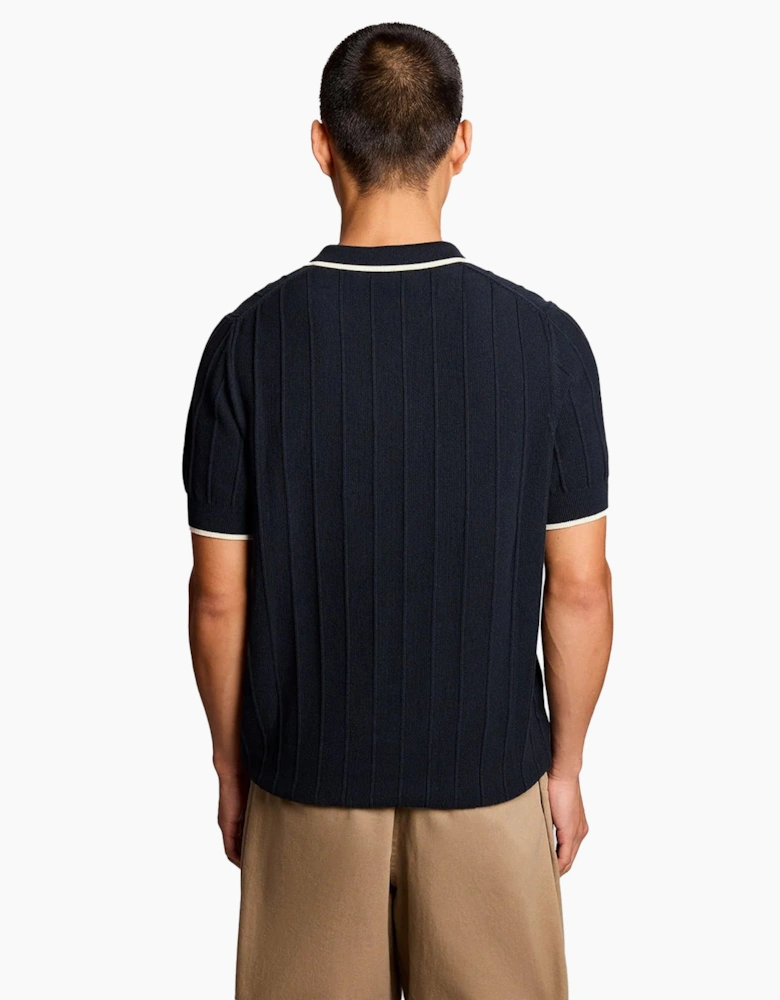 Lyle & Scott Pique Tipped Knitted Polo Shirt Dark Navy