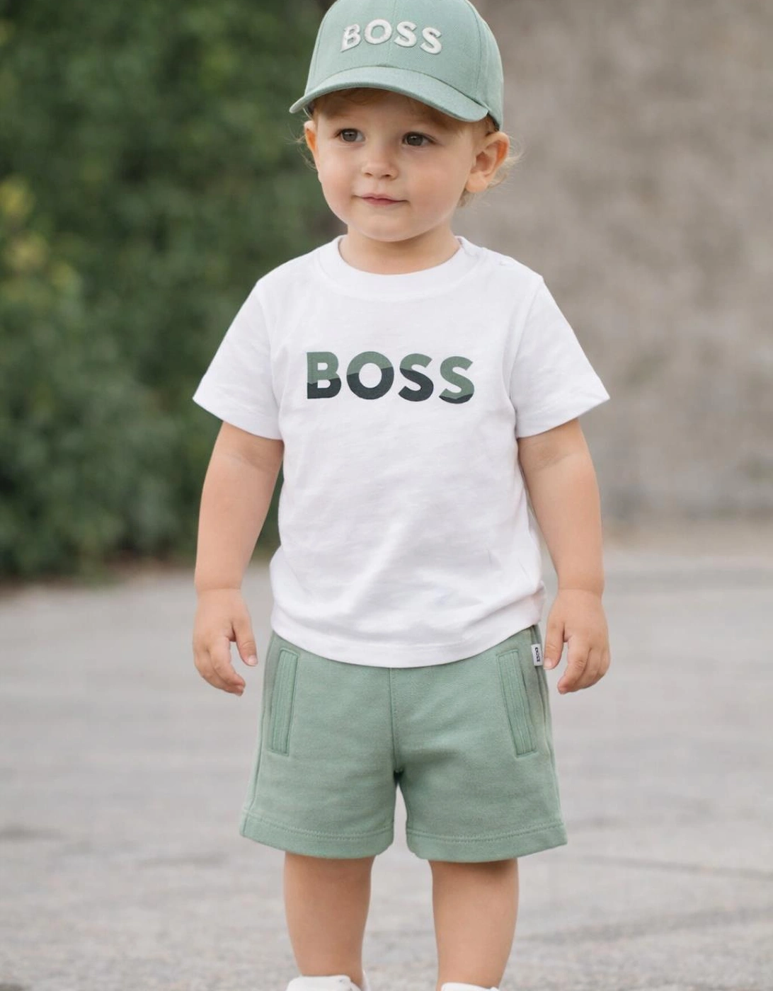 BOSS BABY/TODDLER GREEN BAY SHORTS SET J52851. *hat sold separately *, 10 of 9