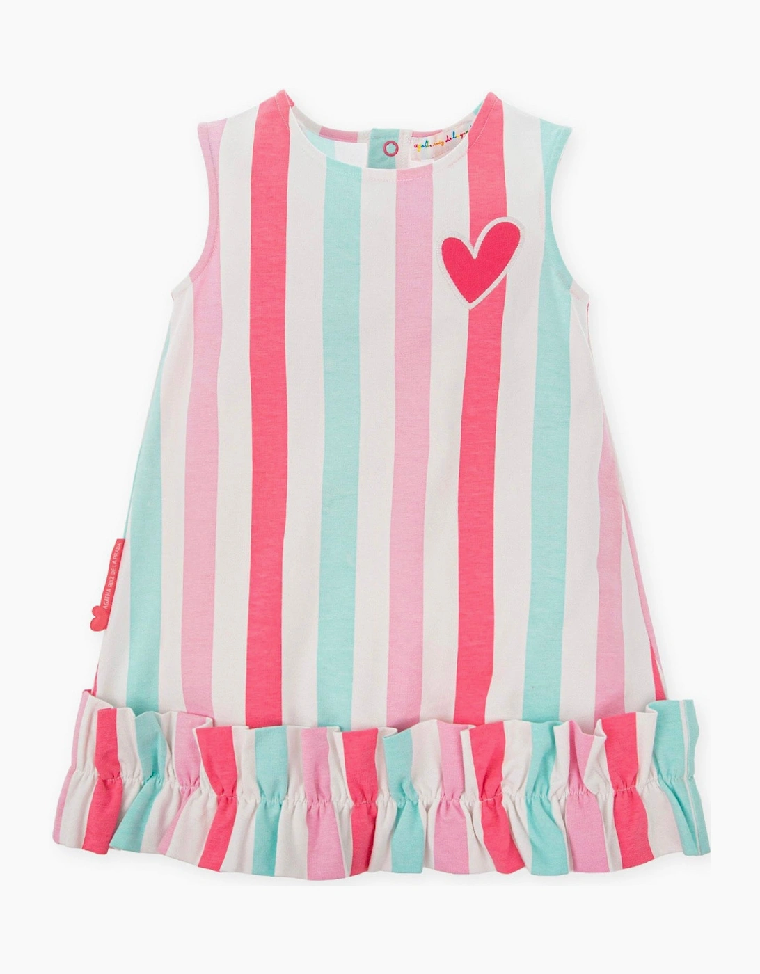 Girls Pink Jersey Striped Dress, 6 of 5