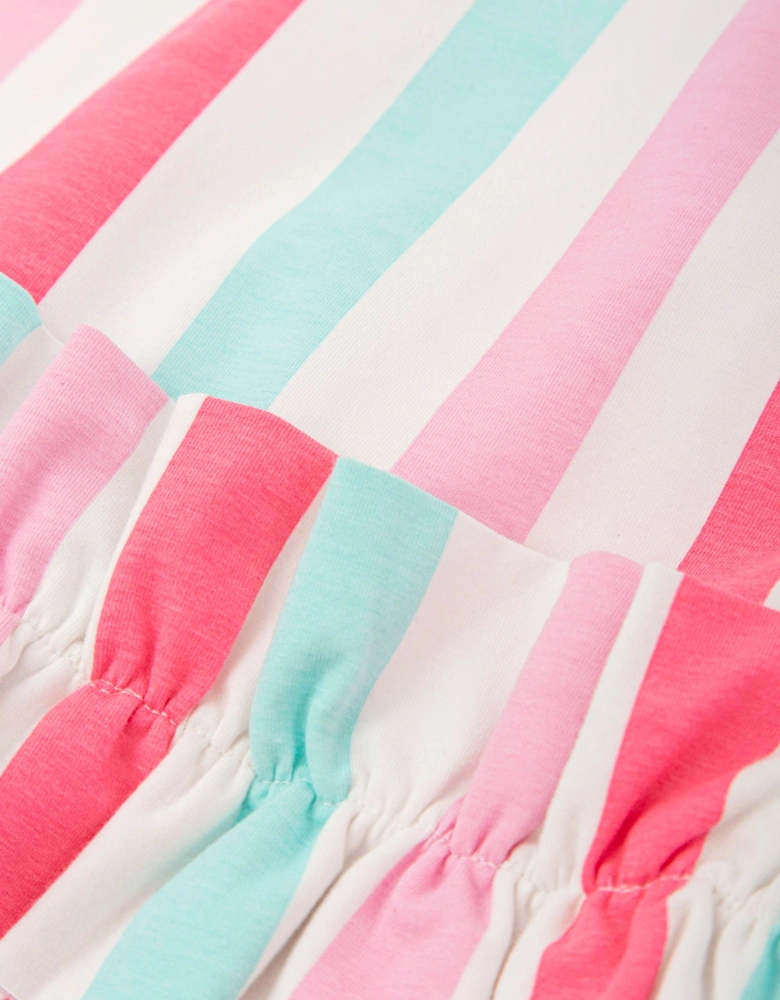 Girls Pink Jersey Striped Dress