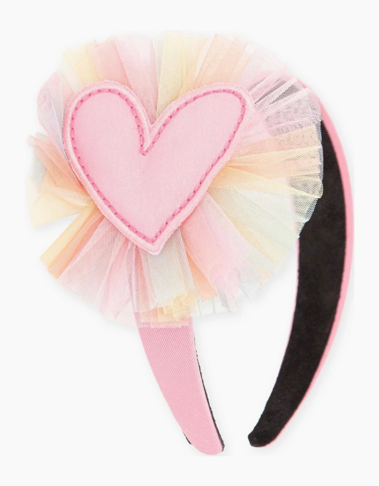 Girls Pink Multicoloured Tulle Hairband