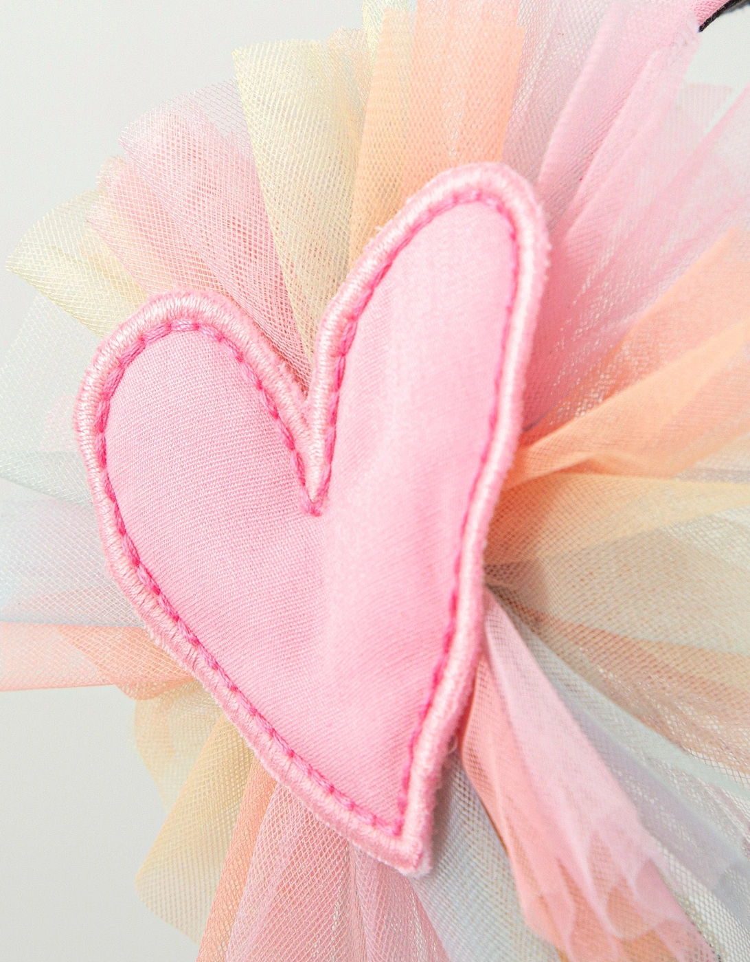 Girls Pink Multicoloured Tulle Hairband