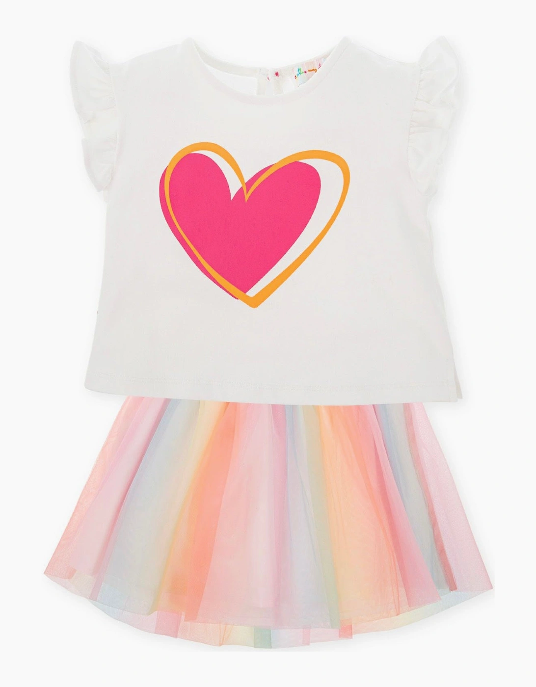 Girls Pink Multicoloured Tulle Skirt Set