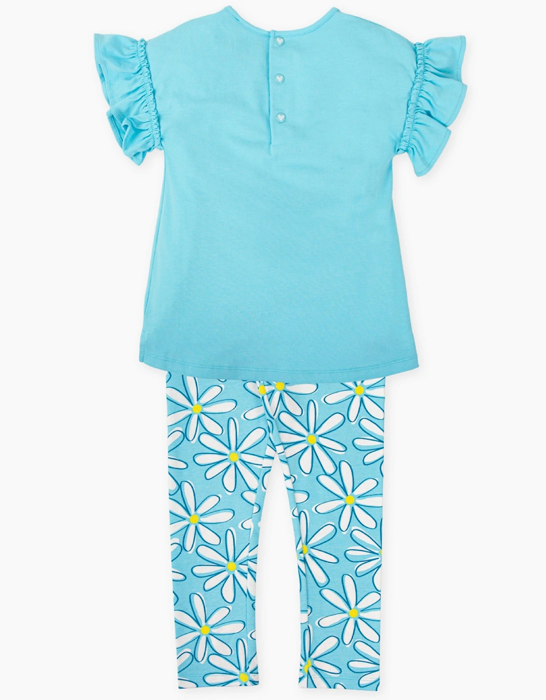 Girls Blue Daisy Flower Jersey Legging Set