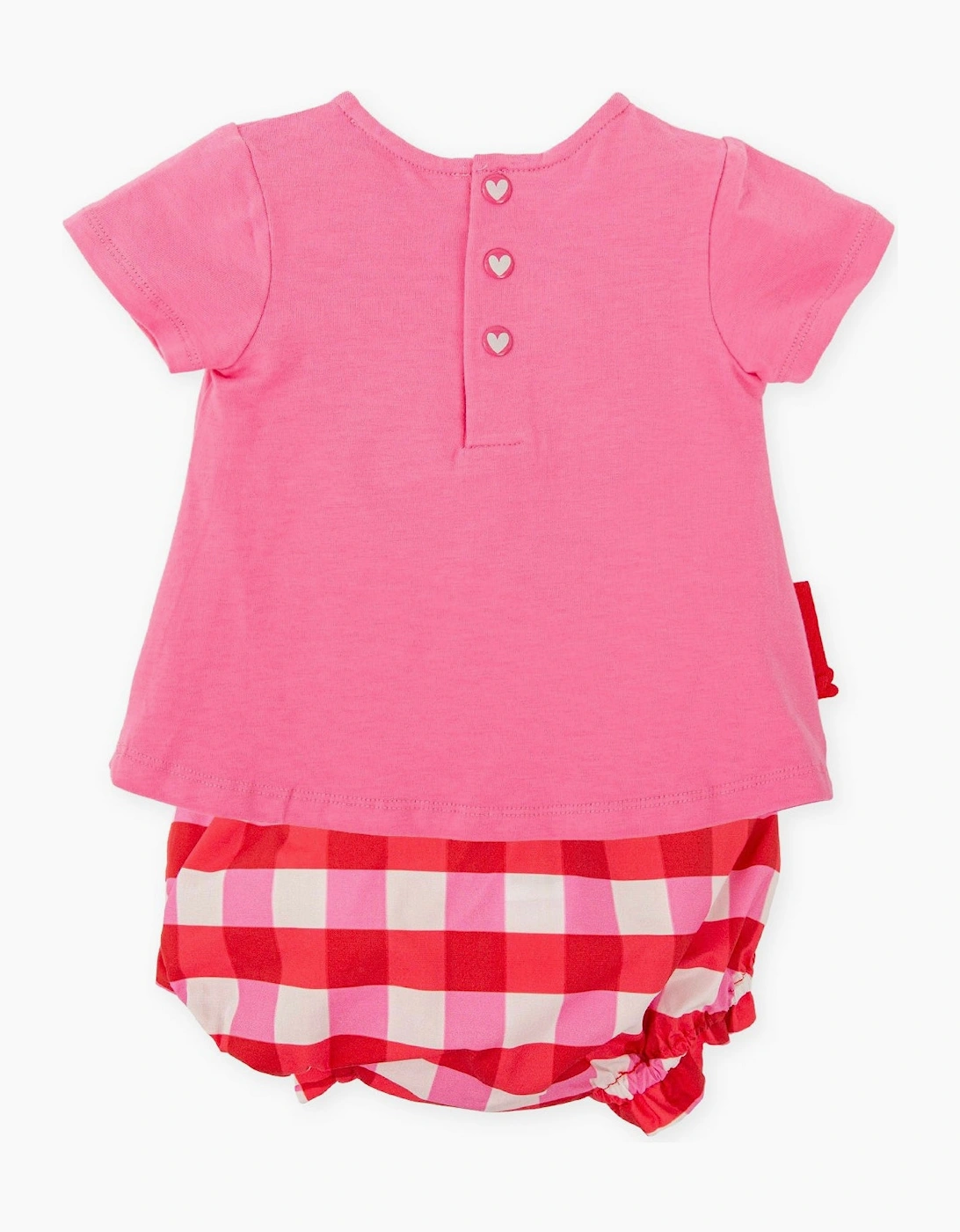Girls Pink Gingham Flower Jam Pant Set