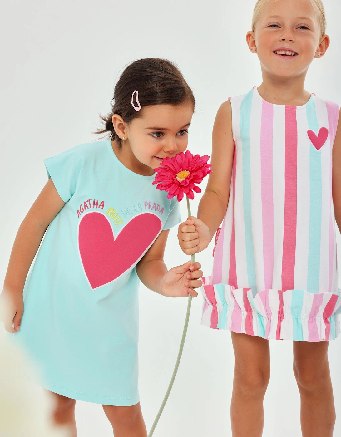 Girls Aqua Blue Heart Jersey Dress