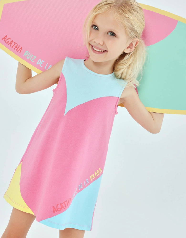 Girls Pink Heart Jersey Dress