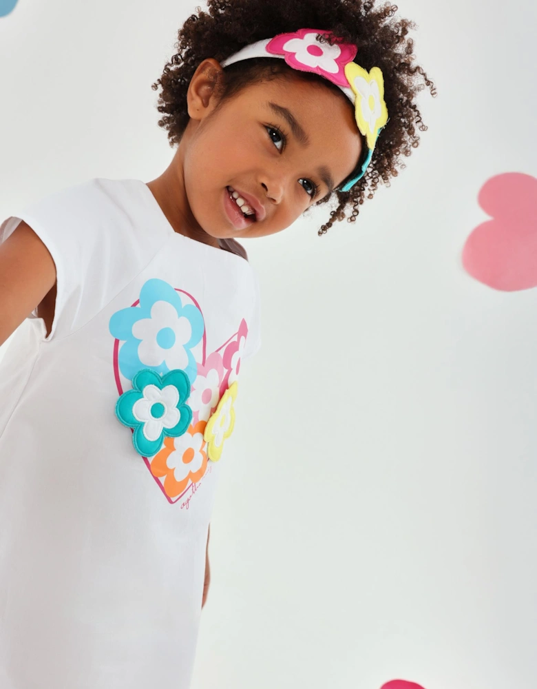 Girls White Multicoloured Flower Hairband