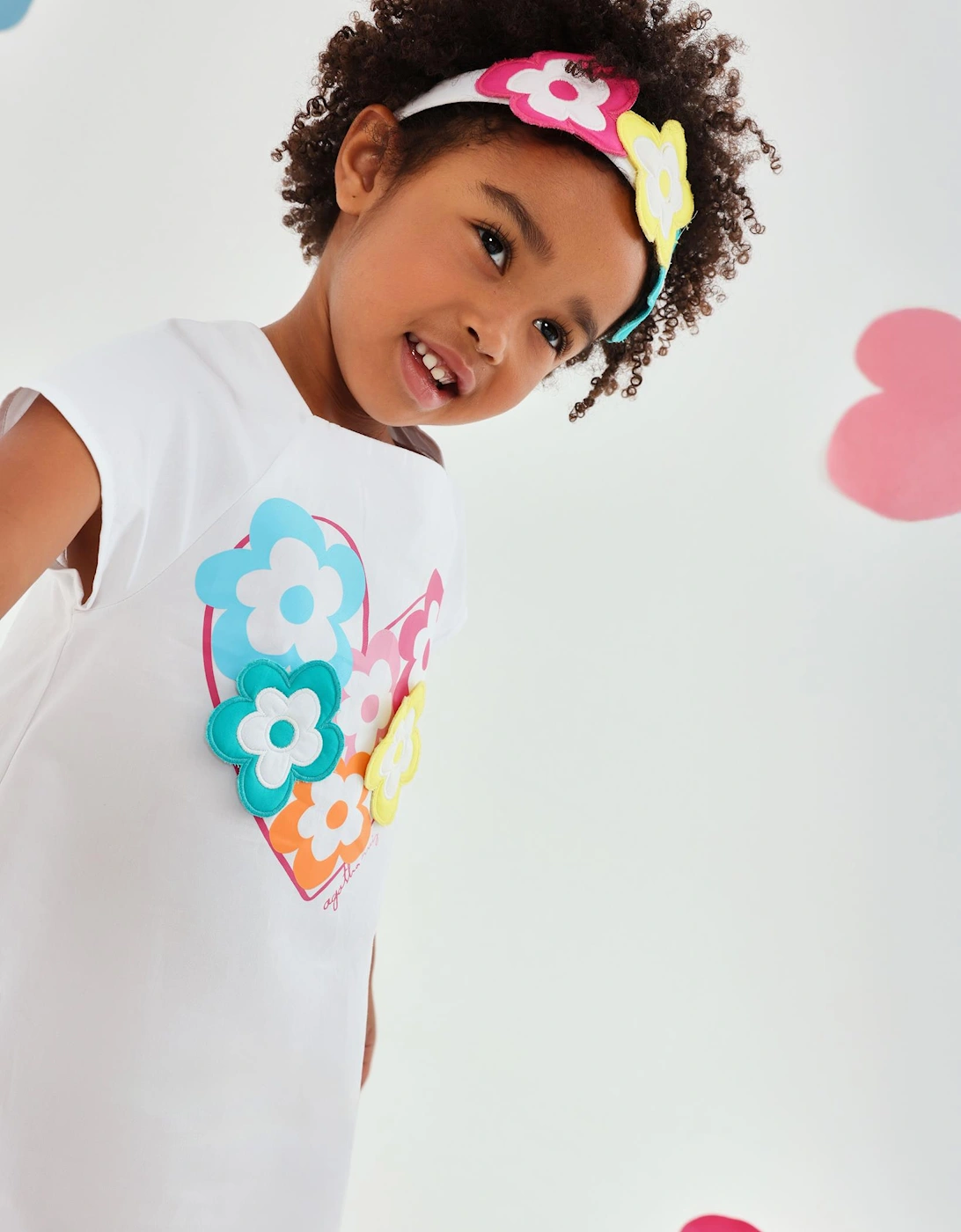 Girls White Multicoloured Flower Hairband