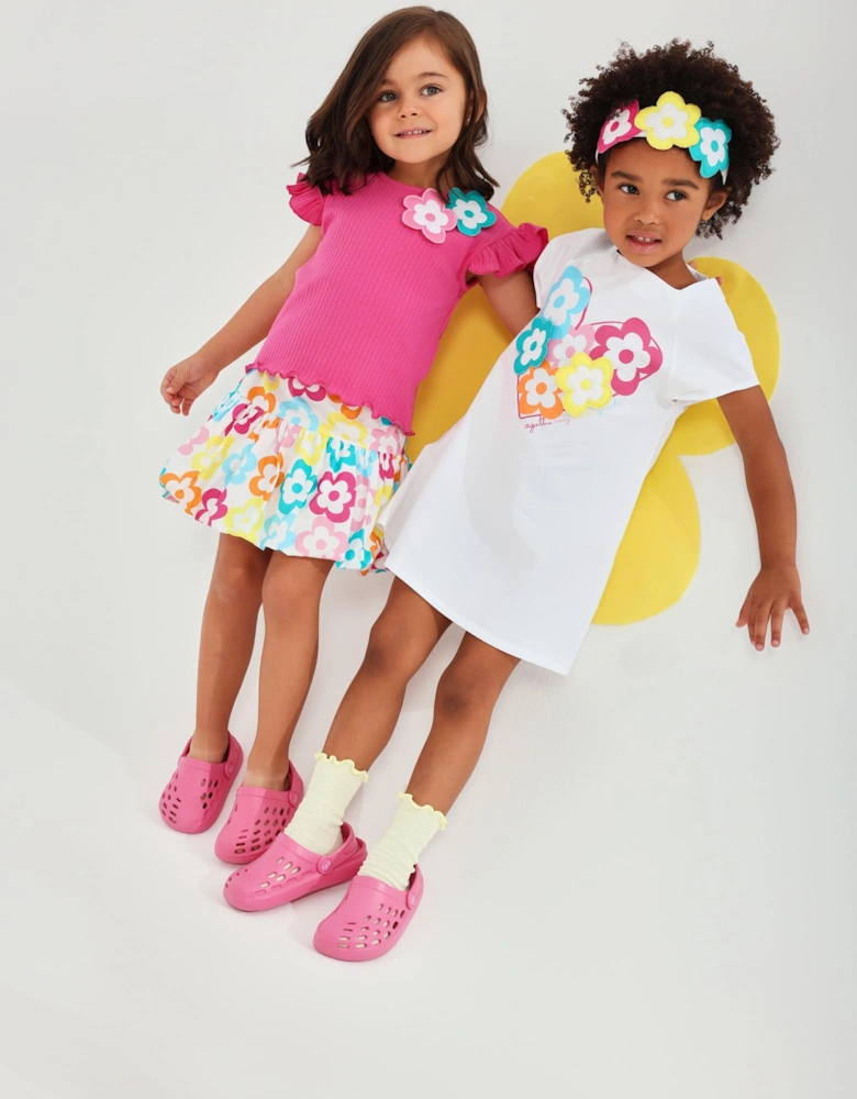 Girls White Multicoloured Flower Hairband