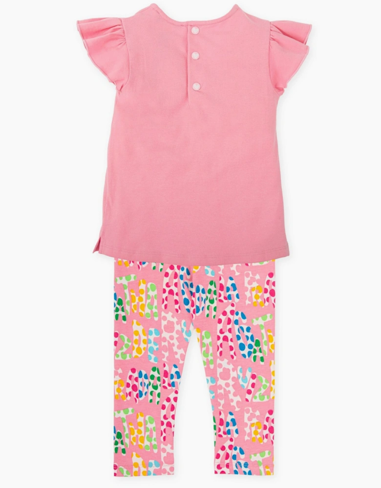 Girls Pale Pink Jersey Logo Legging Set