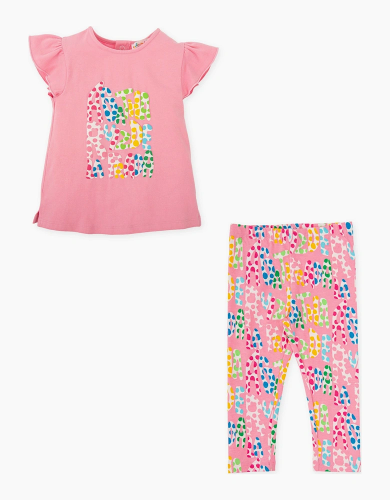 Girls Pale Pink Jersey Logo Legging Set