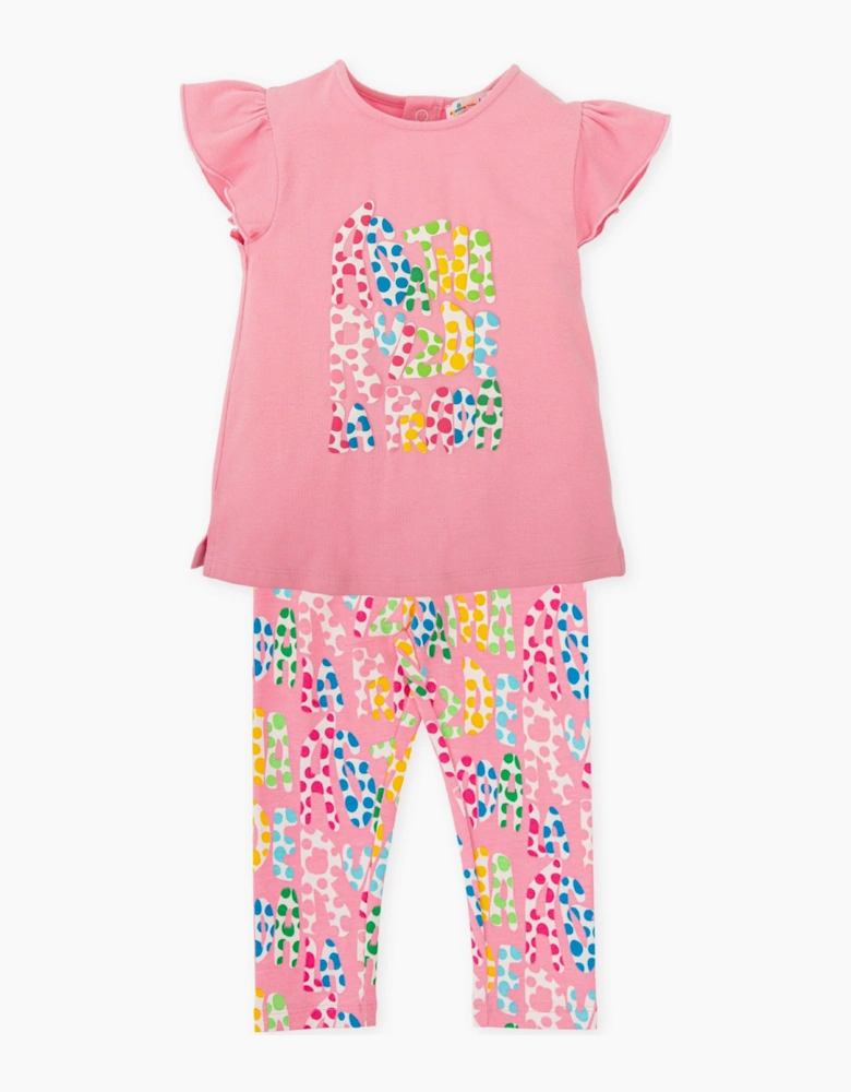 Girls Pale Pink Jersey Logo Legging Set