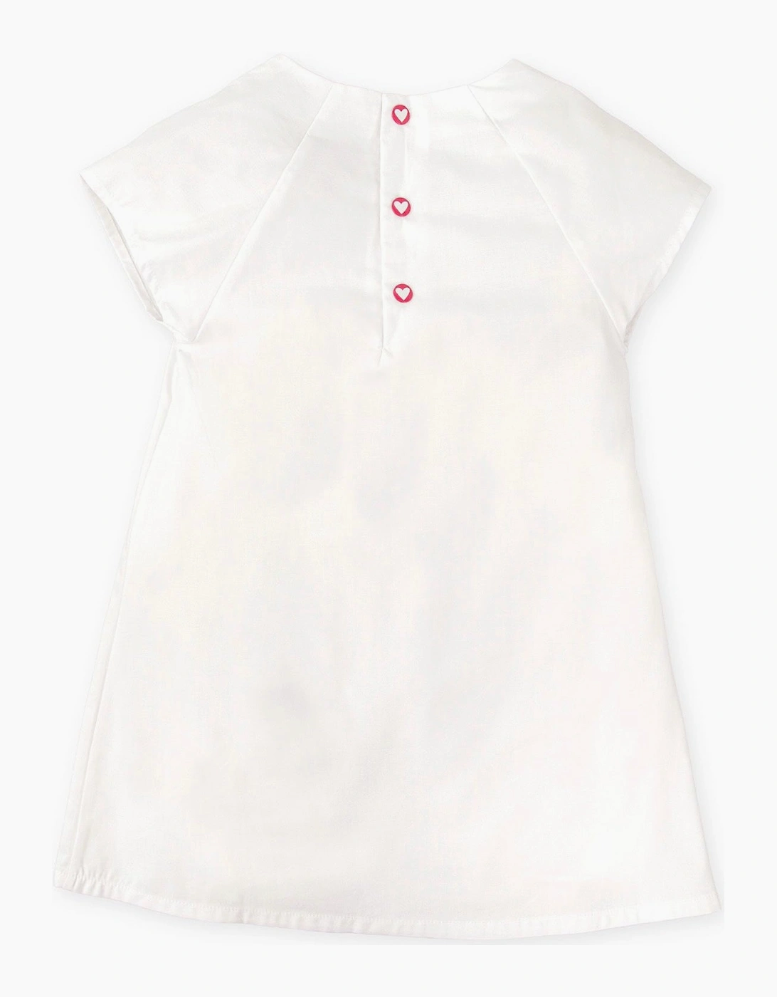 Girls White Multicoloured Flower Cotton Dress