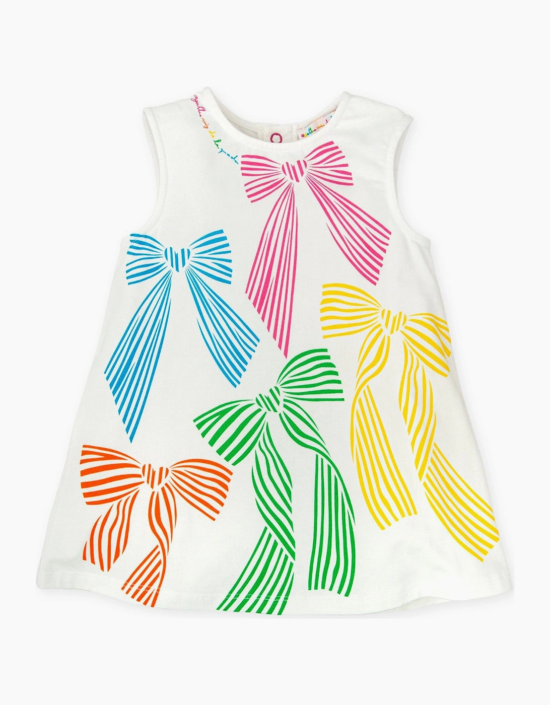 Girls White Multicoloured Jersey Bow Dress, 5 of 4