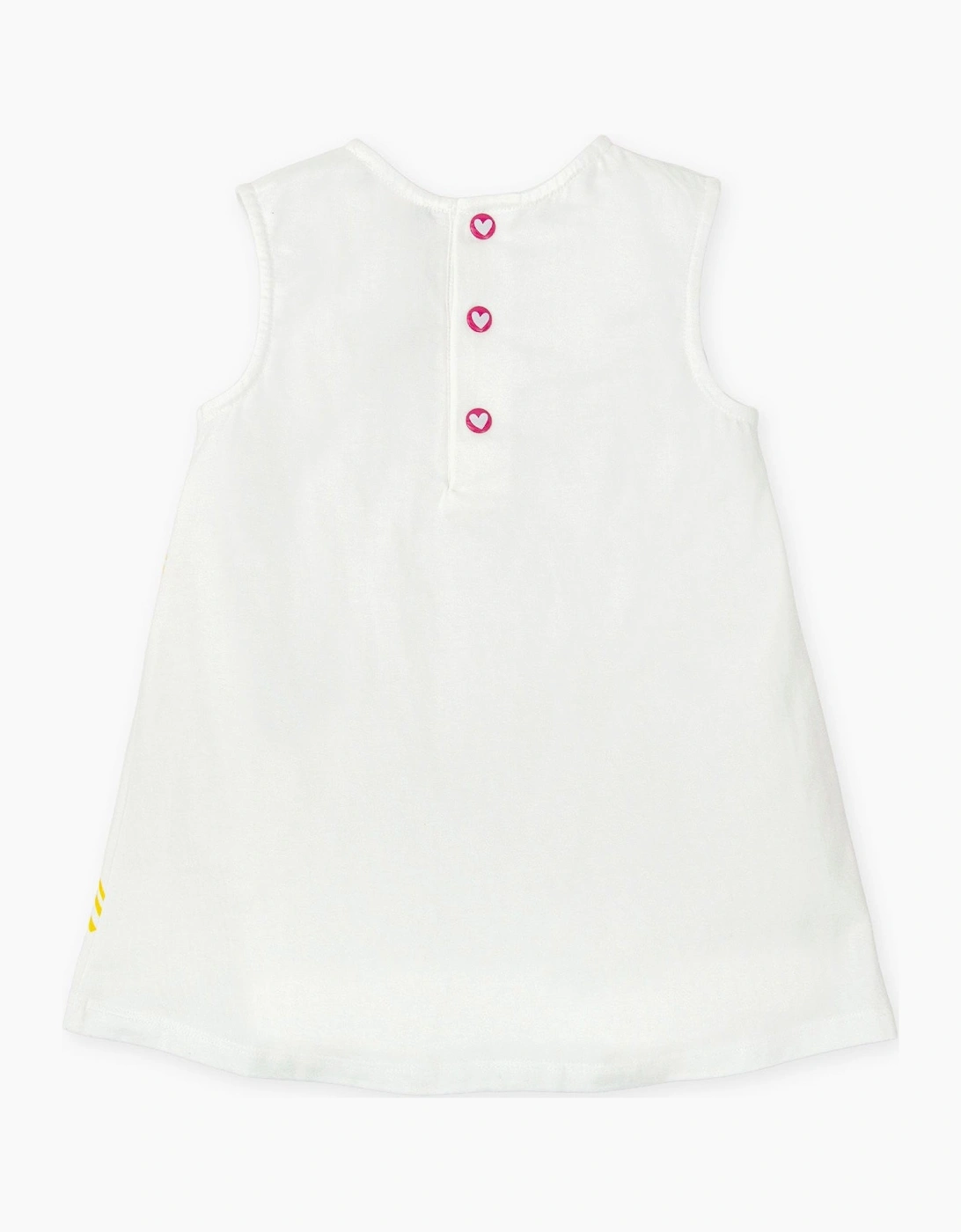 Girls White Multicoloured Jersey Bow Dress