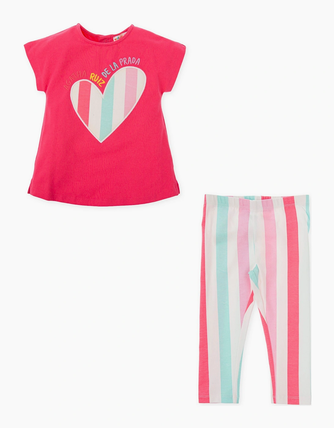Girls Fuchsia Pink Jersey Striped Legging Set
