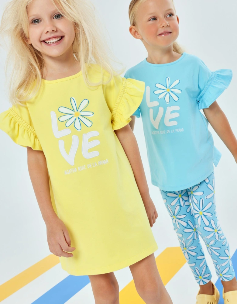 Girls Yellow Daisy Jersey Dress