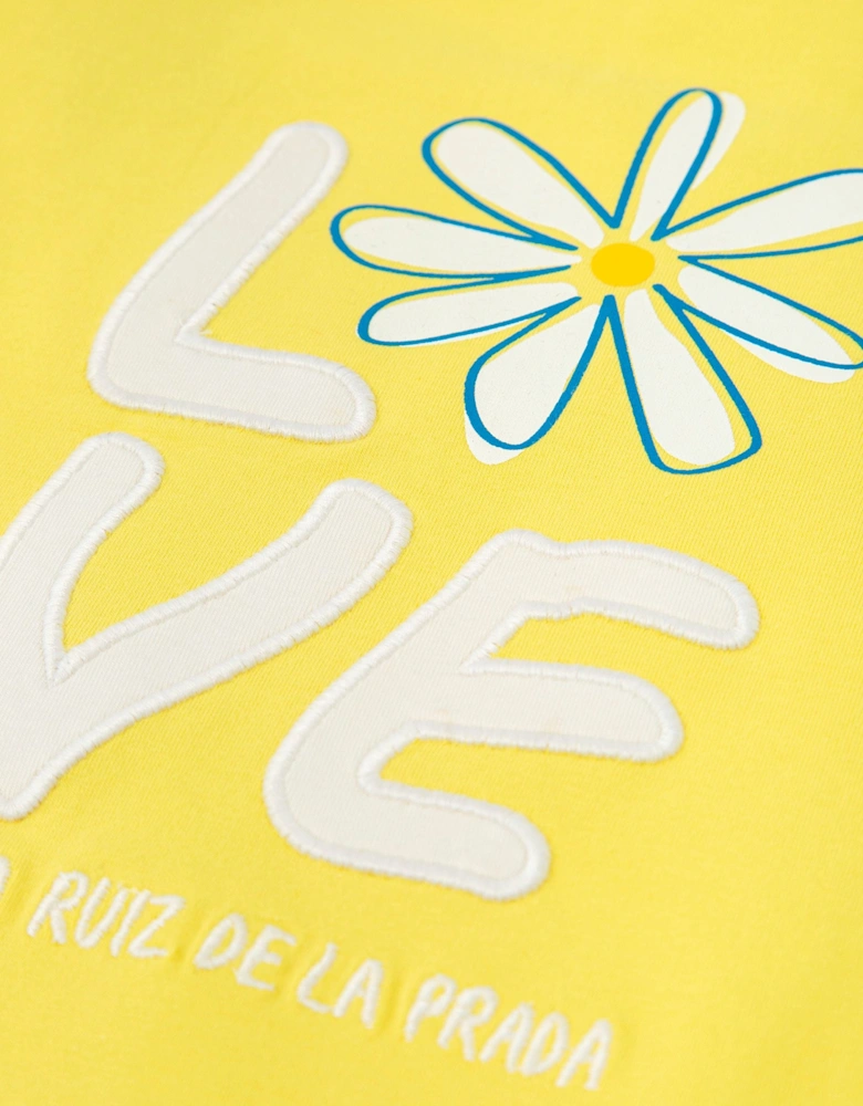 Girls Yellow Daisy Jersey Dress