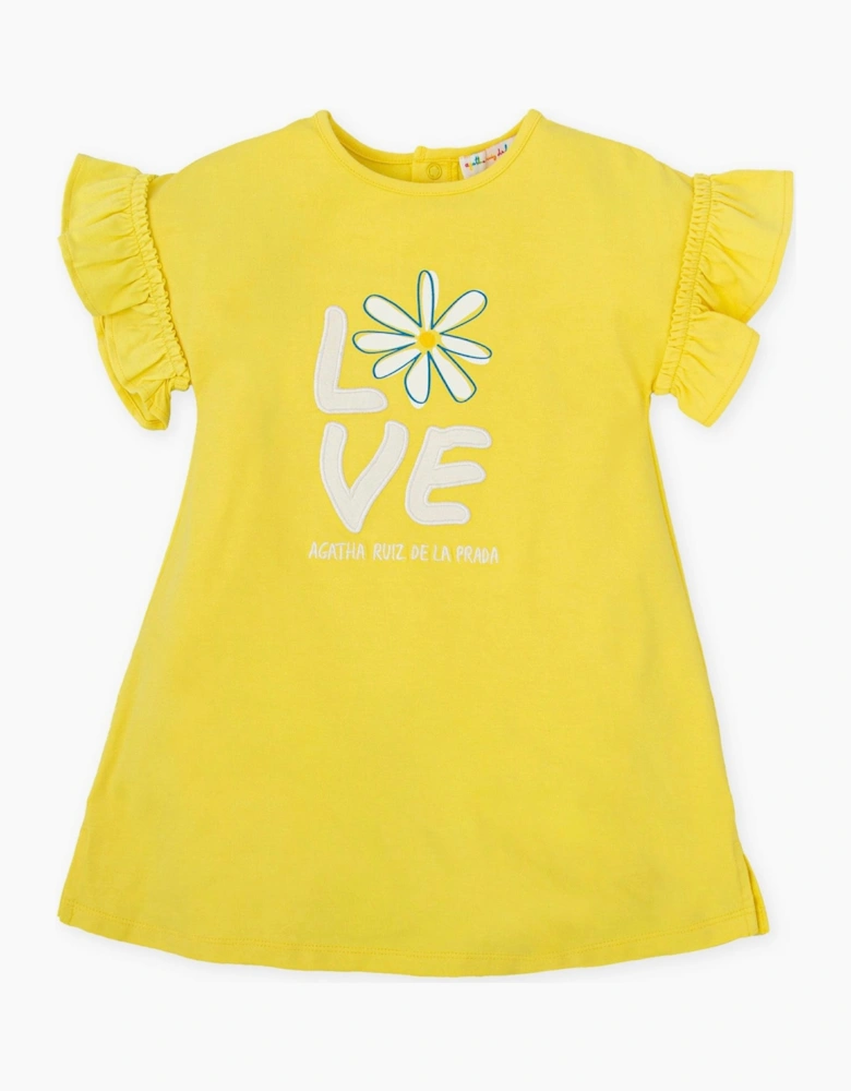 Girls Yellow Daisy Jersey Dress