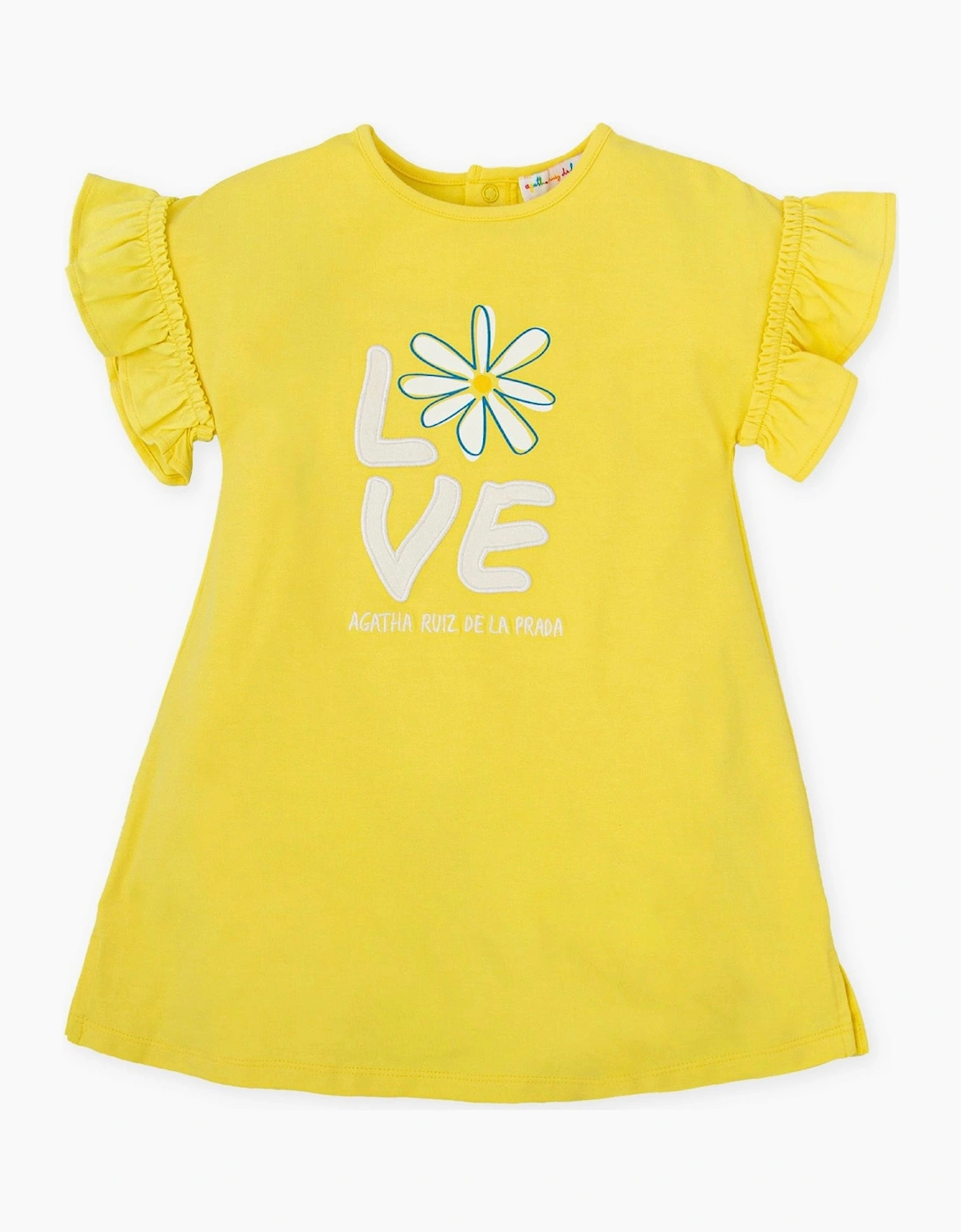Girls Yellow Daisy Jersey Dress, 6 of 5