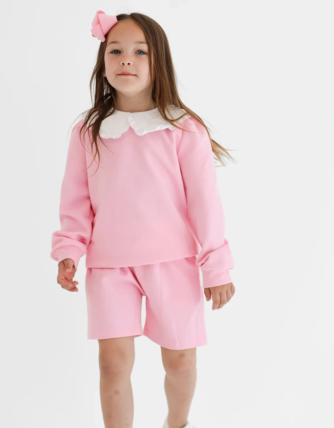 Girls Pale Pink ‘Emily’ Sweat Short Set