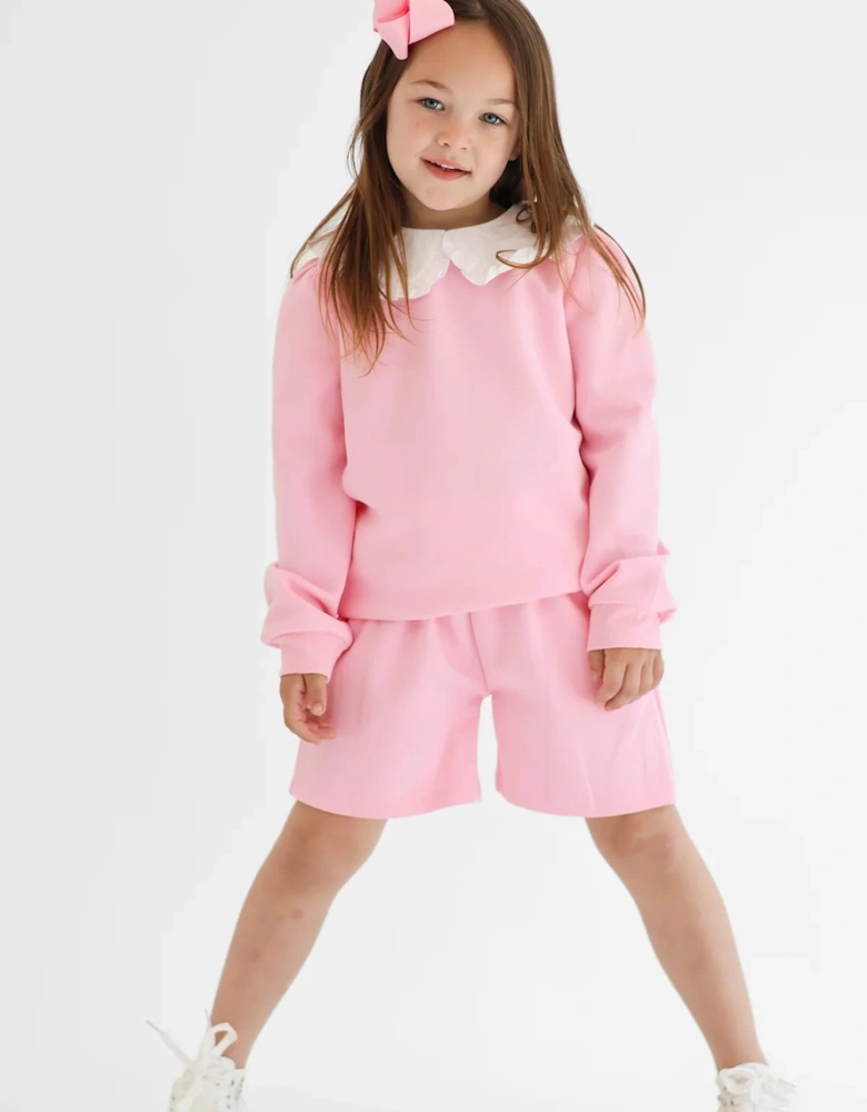 Girls Pale Pink ‘Emily’ Sweat Short Set