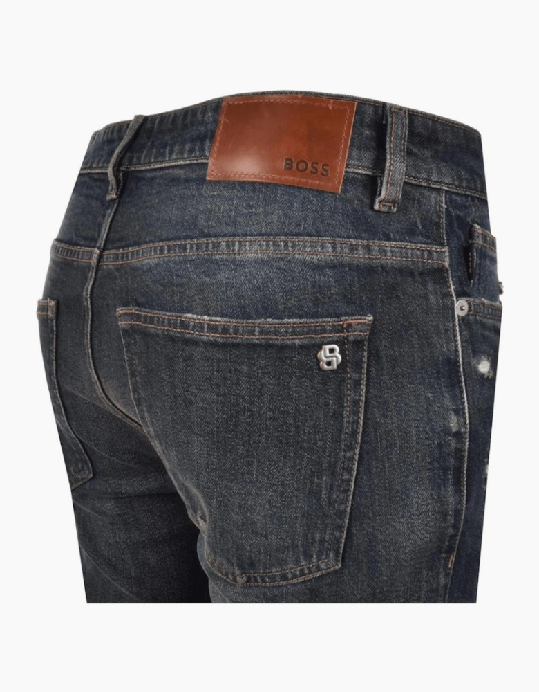 Delaware Slim Fit Distressed Dark Blue Jeans
