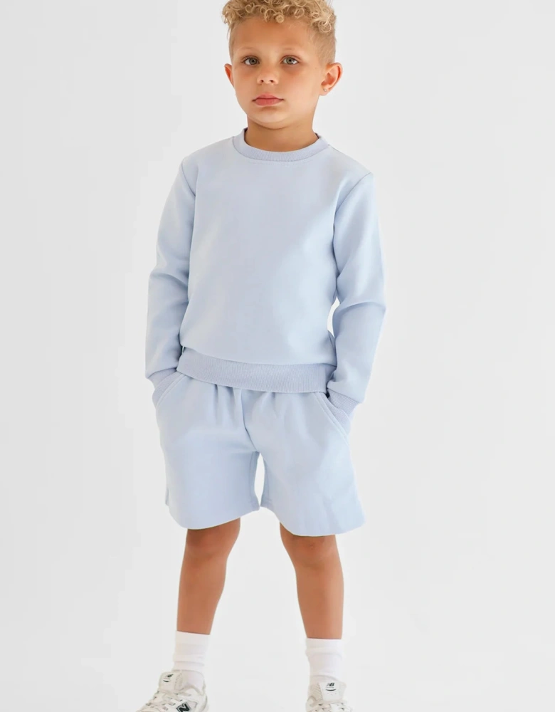 Boys Pale Blue ‘Enzo’ Sweat Short Set