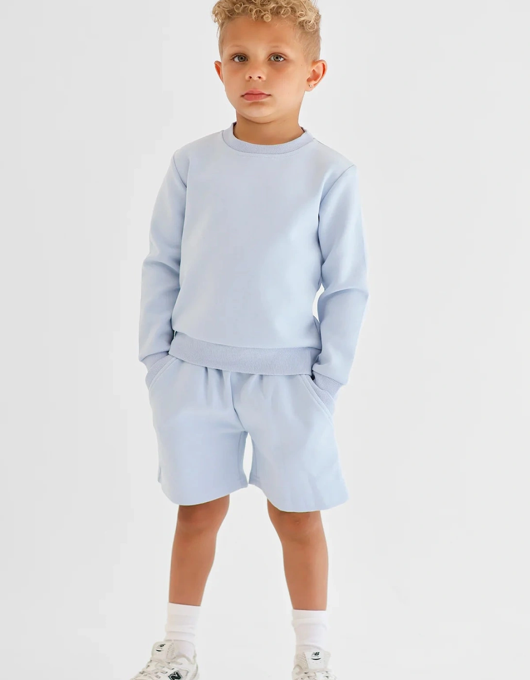 Boys Pale Blue ‘Enzo’ Sweat Short Set, 6 of 5