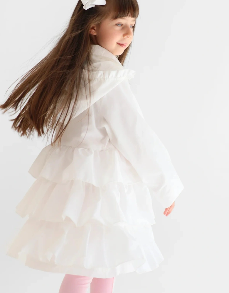 Girls White ‘Serena’ Frill Summer Jacket