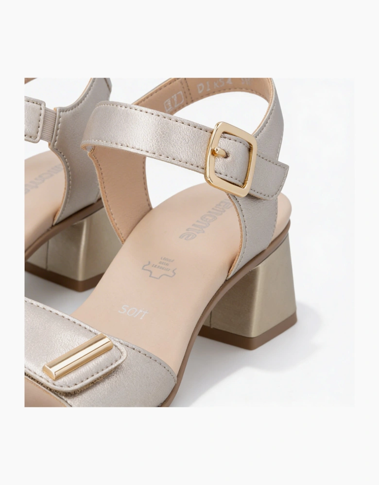 D1K54 Womens Ankle Strap Sandals Pale Gold