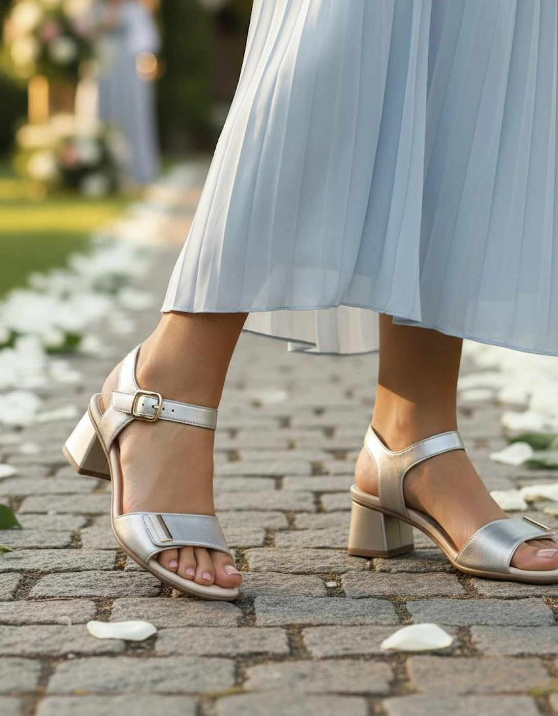 D1K54 Womens Ankle Strap Sandals Pale Gold