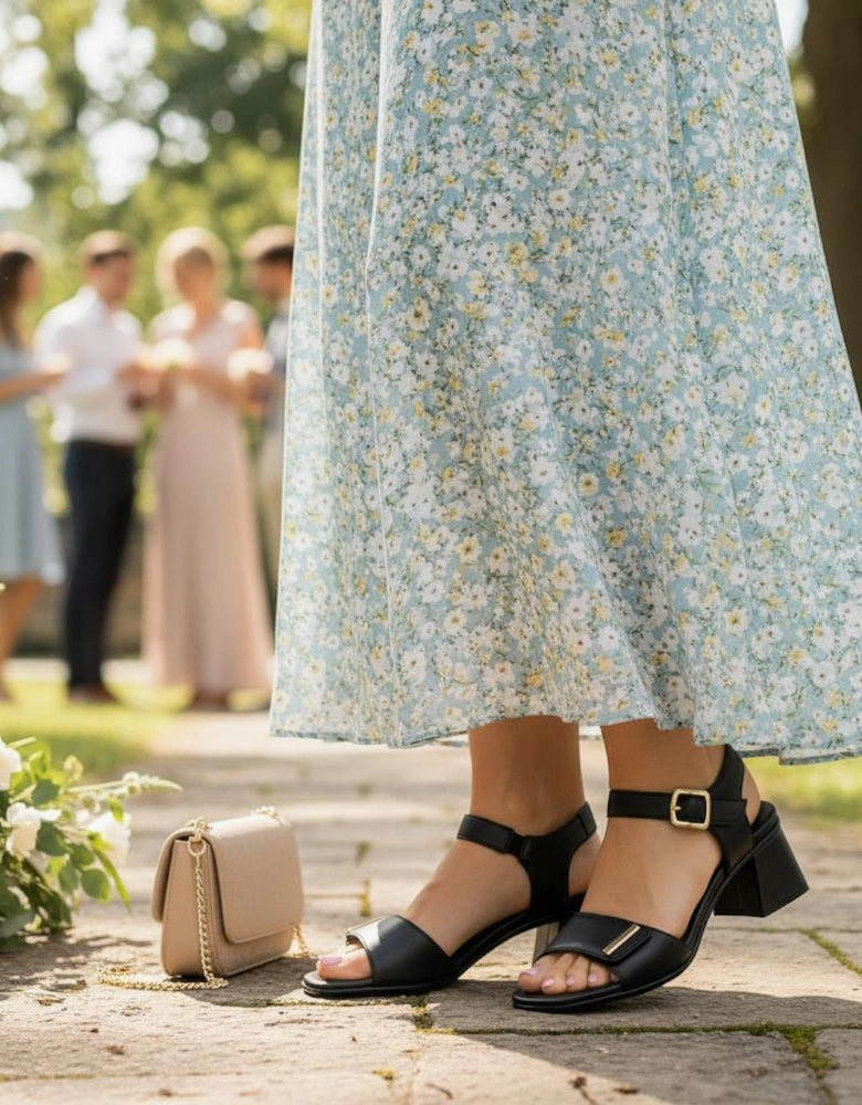 D1K54 Womens Ankle Strap Sandals Black