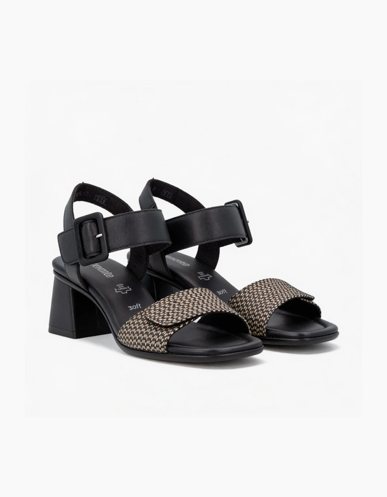 D1K51 Womens Ankle Strap Sandals Black