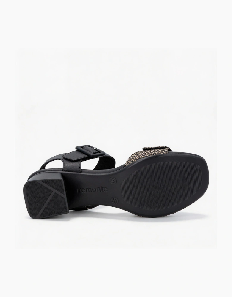 D1K51 Womens Ankle Strap Sandals Black