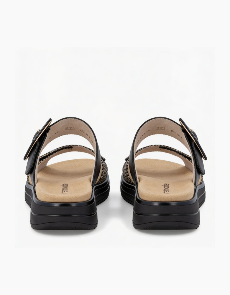 D1J61 Womens Cross Strap Sandals Black/Brown