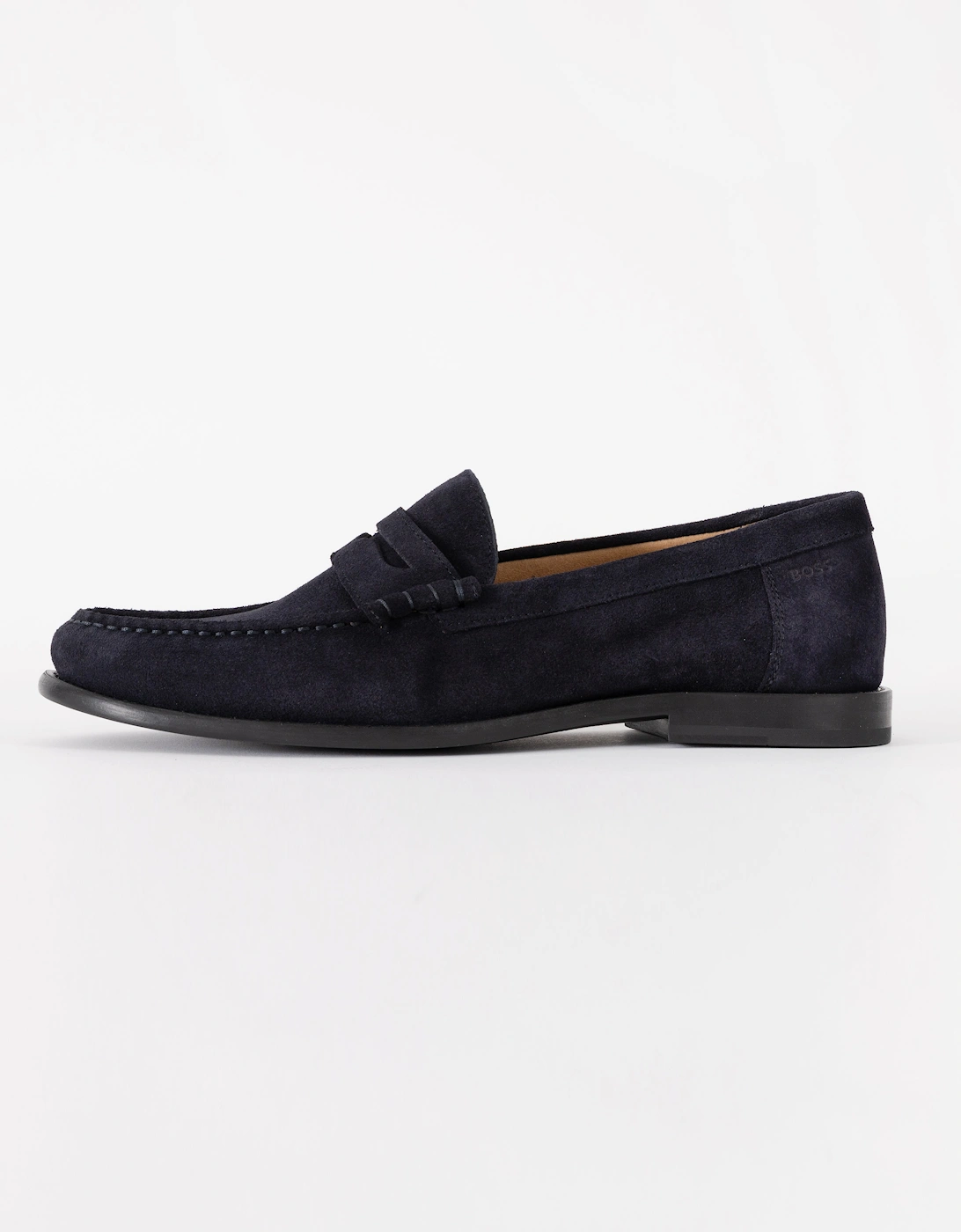 BOSS Orange Tevan Mens Suede Moccasin Shoes - Dark Blue 401